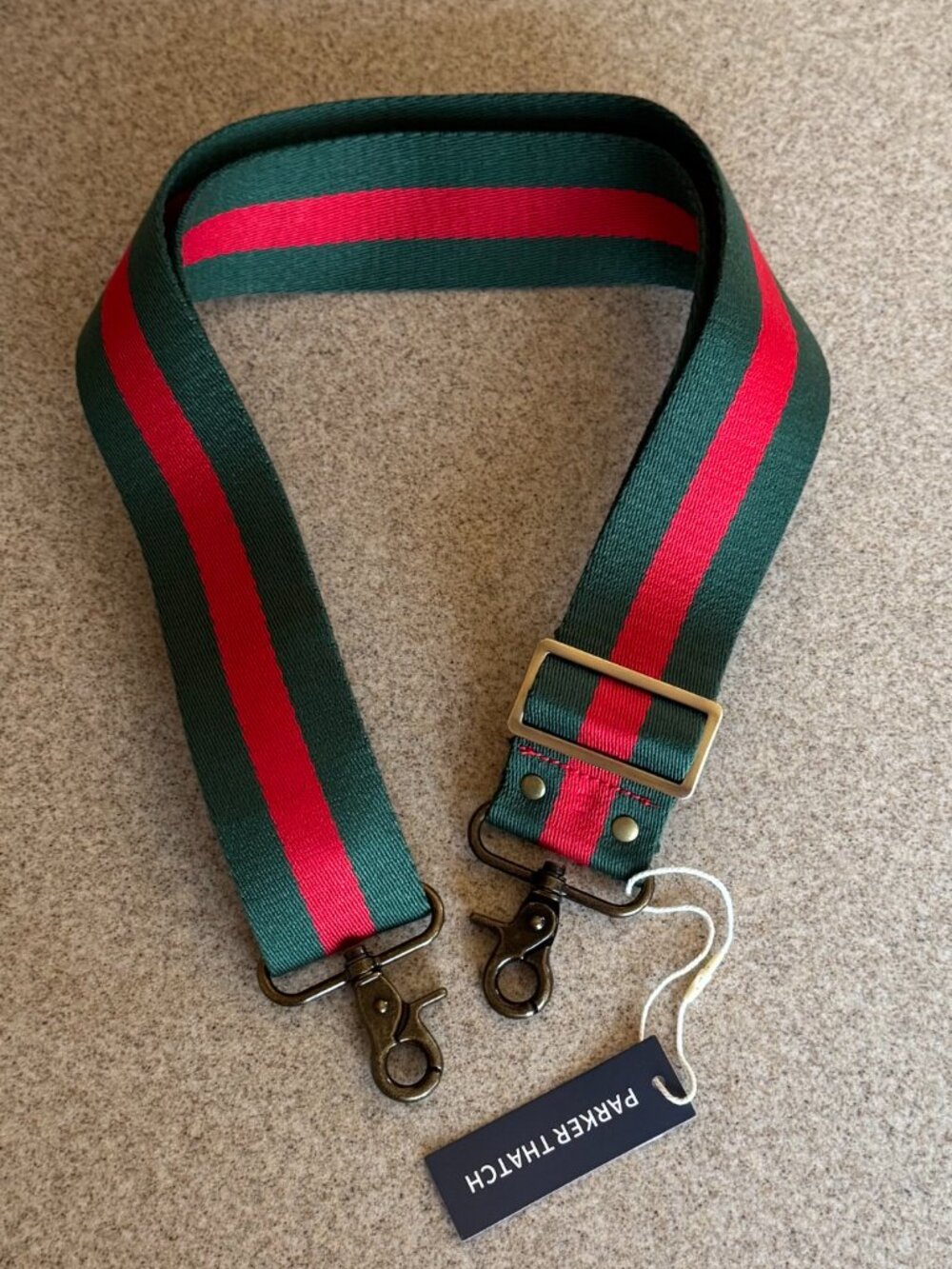 NWT Parker Thatch Adjustable Crossbody Strap Racer Stripe - Green and Red